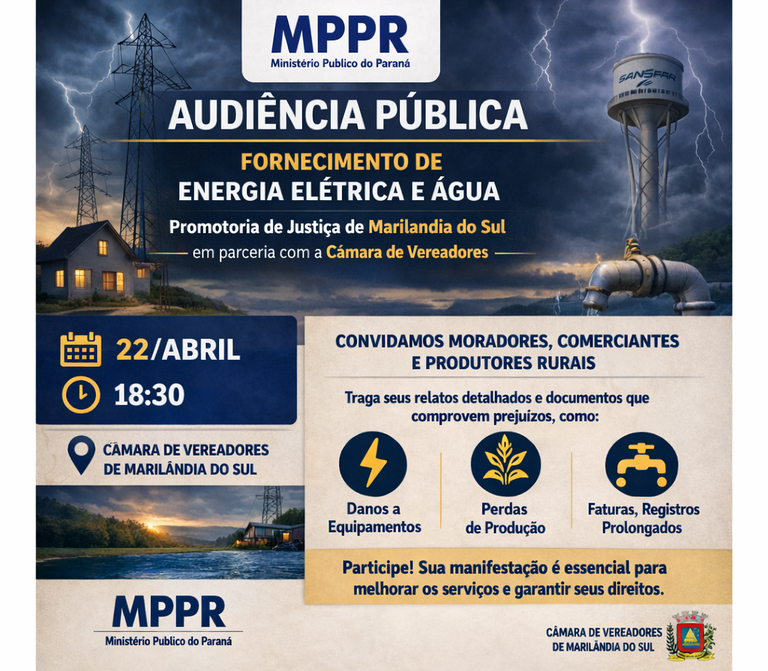 Audiência Pública sobre serviços da Copel e Sanepar
